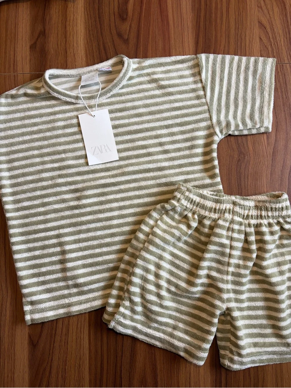 NWT Zara 5Y Terry Striped Shorts Set